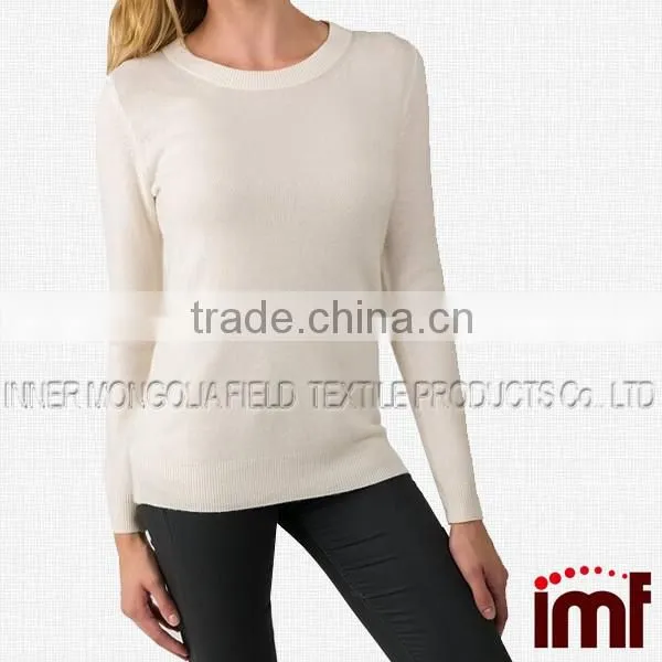 Women's 100% Cashmere Long Sleeve Crew Neck Sweater photo-2