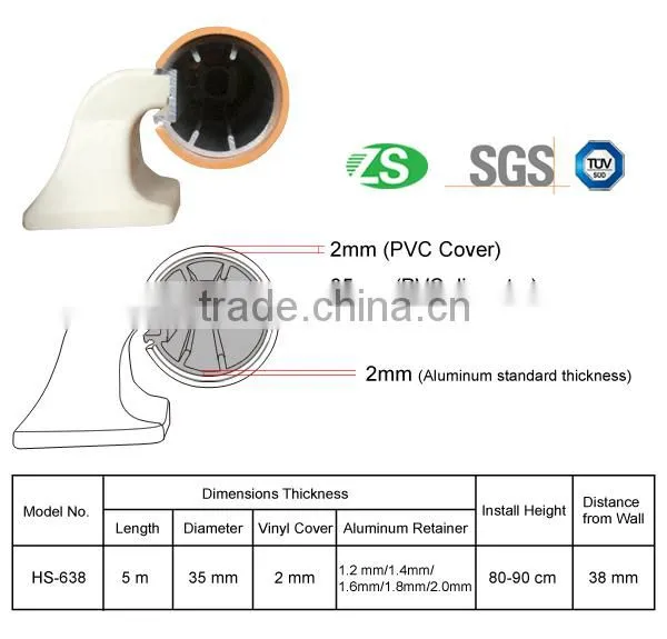 Aluminum+pvc Wall Mounted Colorful New Design High Quality Corridor Handrail photo-6
