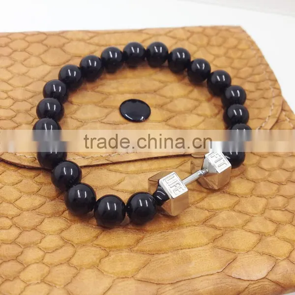 316 Stainless Steel Fitness Charm Bracelet Fitness Jewelry Dumbbell Bracelet photo-4