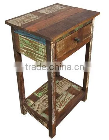 RECLAIMED WOOD BED SIDE , SOLID WOOD BED SIDE TABLE