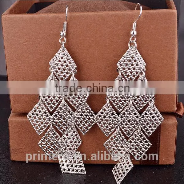 Indian 18k Gold Rhombic Tassel Long Earrings Eardrop Wholesale photo-2