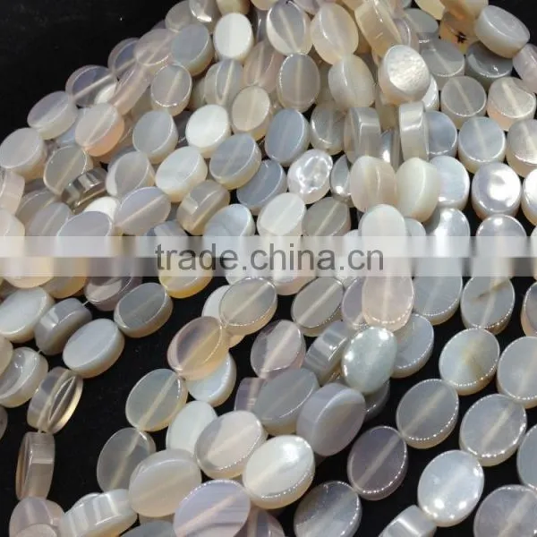 WholeSale High Quality Price Polish Double Flat Shape Grey Agate Oval Loose Beads for Jewelry Making photo-3