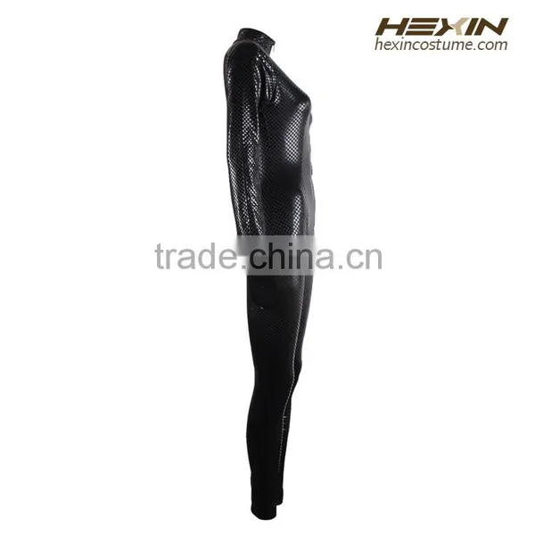Sexy Black PU Leather Snakeskin Tight Zipper Long Sleeve Jumpsuit Quality Choice photo-3