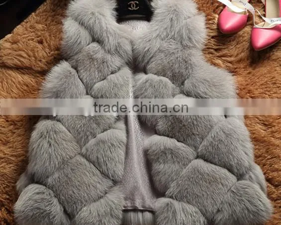 Hotsale Real Pink Fox Fur Vest,Fur Vest Form China With Quality Pink Fox Pelt Plates photo-2