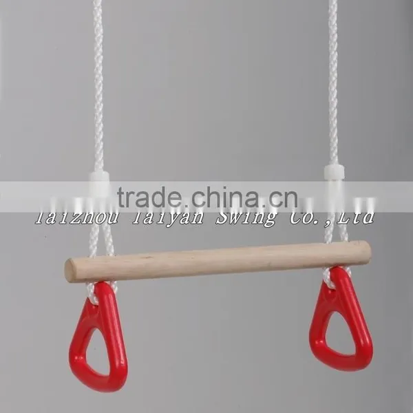 Wooden Trapeze Bar Swing With Triangle Rings