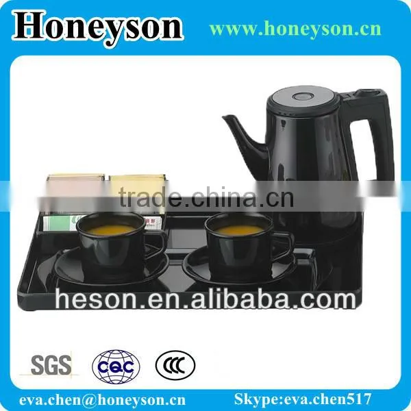 0.8L Stainless Steel Color Sprayed Hotel Products Electric Tea Pot Tray Set
