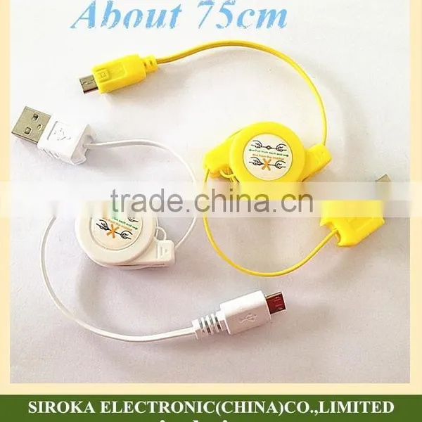 USB 2.0 5pin Micro Usb Charging Cable With Retractable Sync Transfer Cable for Mobile Cellphone photo-2