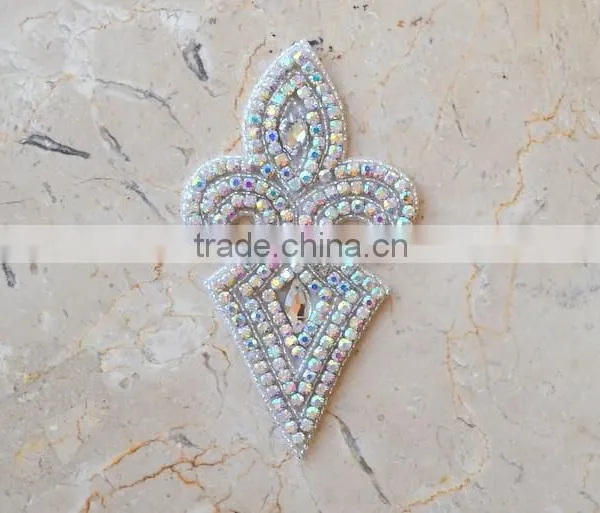 Bridal Beaded Rhinestone Appliques to Sew for Wedding Dresses and Iron on Rhinestones Appliques Wholesale photo-6