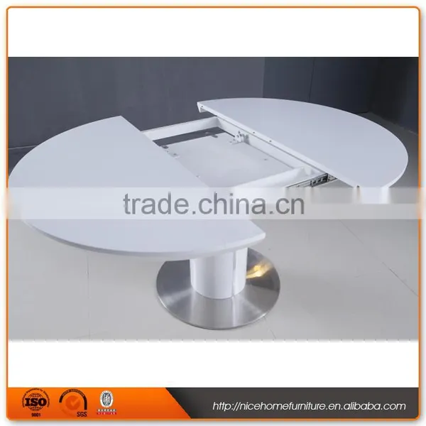 (120-160)*120*76 Extension High Gloss Stainless Steel Dining Table Designs photo-2