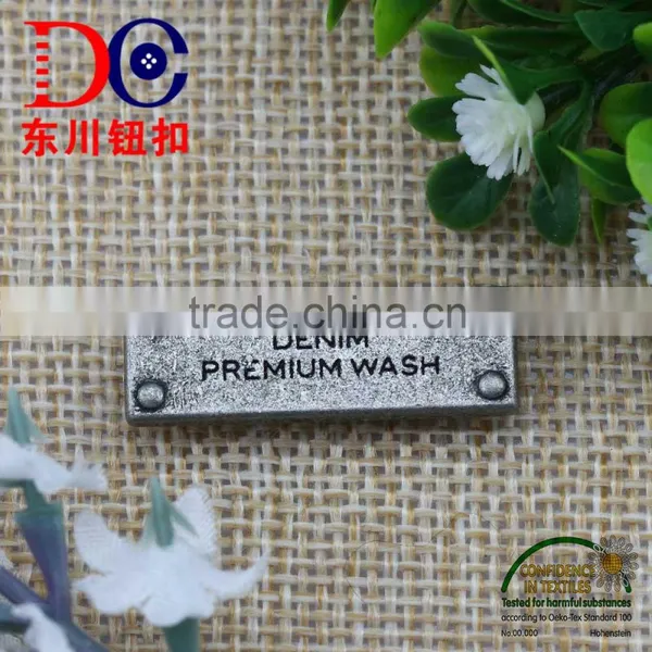 High Quality 2 Holes Engraved Brand Logo Metal Label Metal Plate for Clothing photo-4