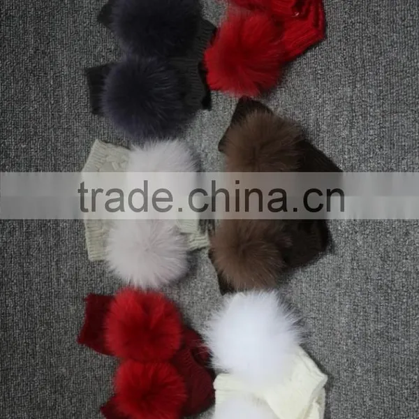Factory Price Women's Leather Gloves With Rex Rabbit Fur/black Gloves photo-6