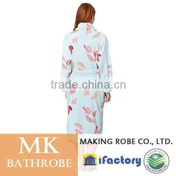 Black Floral Microfiber Fleece Dressing Gown photo-5