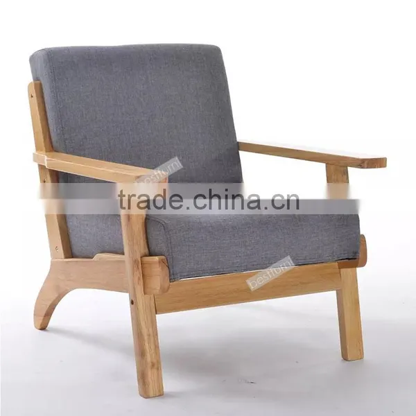 Pastoral Style Solid Wood Sofa Single Seater Dining Room Chair Sofa photo-3