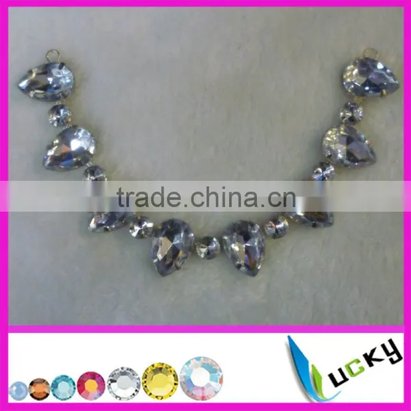 2014 New Design Rhinestone Applique Handmade Neon Color Strass Crystal Necklace Chain for Wedding Dress photo-5