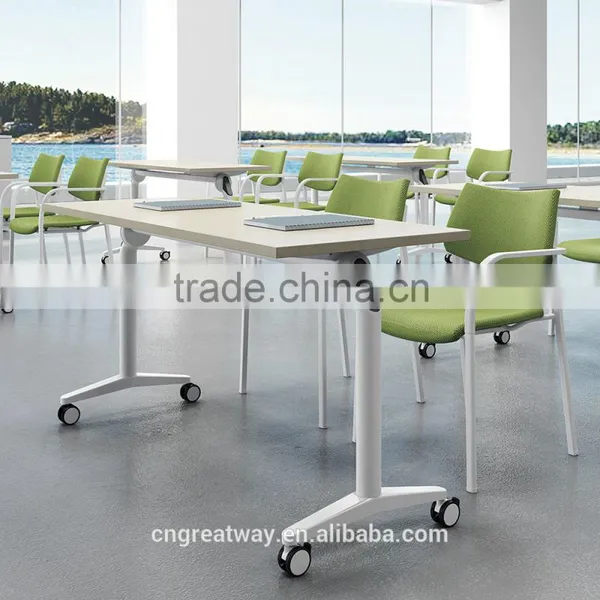Fashionable white training desk Can be spliced mobile collapsible folding table QM-12