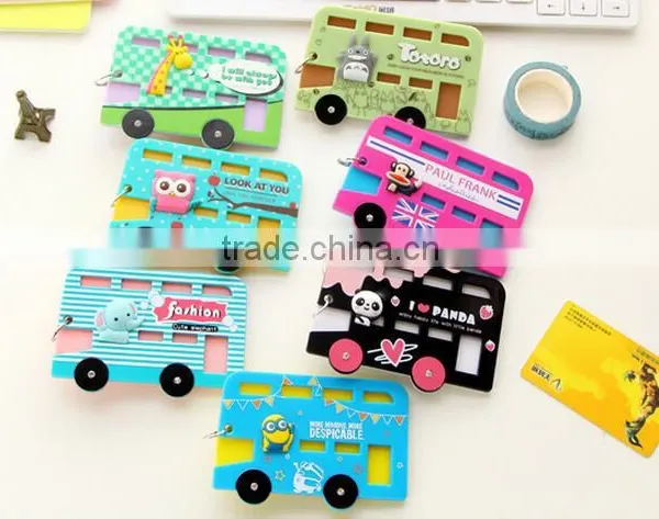 Cartoon Animal in Bus Shape Silicone Bank Business Credit Card ID Card Passport Holder With Keyring for Card Holding
