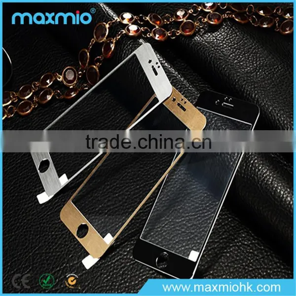 100% Full Screen Coverage 2.5D Edge Full Front Flat Titanium Alloy Frame Color Tempered Glass for IPhone 6 / 6 Plus