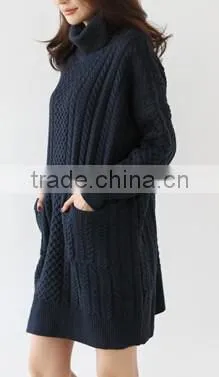 Long Pattern Warm Lady Sweater Dress photo-2