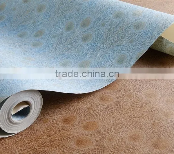 2015 Animal Hair Texture Wallpaper Peacock Feather Wall Paper Waterproof photo-3