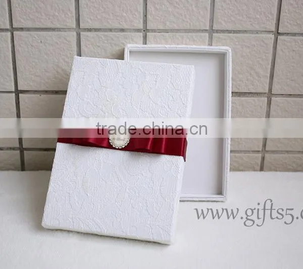 Handmade Elegant White Lace Wedding Invitation Boxes photo-5