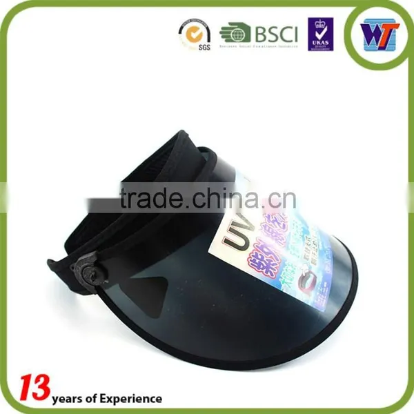 Black Cheap UV Protection PVC Plastic Caps Long Brim Sun Visor Hats photo-3