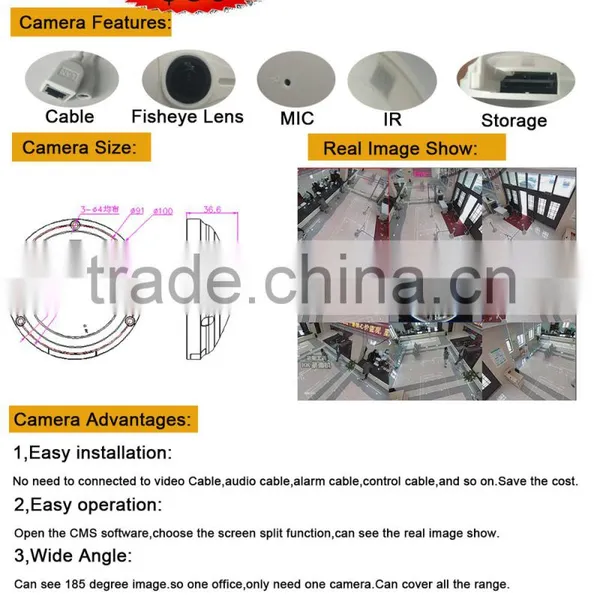 Professional Surveillance Extra Wide Angle Fisheye IP 360 Degree Panoramic Camera photo-4