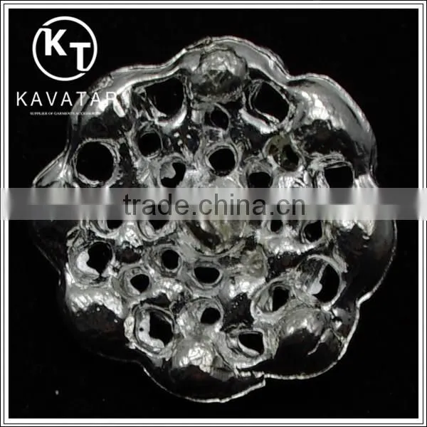 Good Quality NK019 Metal Flower Lead Free Metal Shank Rhinestone Buttons photo-3