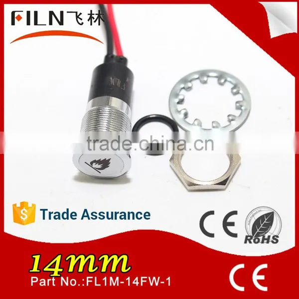 Metal 14mm Single Led Light IP67 12v 24v Indicator Lamp With Oil Symbol for Car photo-5