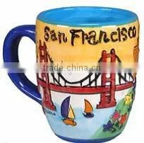 San Francisco Coffee Mug Hand Painted Yellow Puff Round City Coffee Mugs photo-2