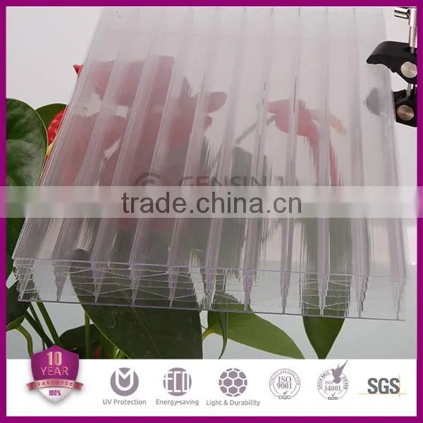 Low U-value 100% Virgin Raw PC Resin 80 Micron UV Coating 38mm Thickness 8-wall Diamond Structure Polycarbonate Sheet Multiwall photo-3