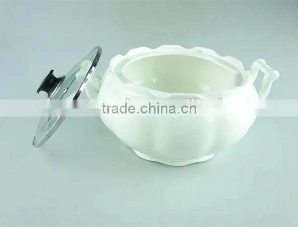 Wholesale Stock Napkin Shape Ceramic Casserole With Glass Lid,soup&stock Pot photo-2