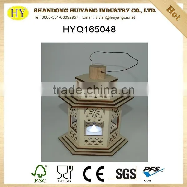 laser engraved wooden LED lantern wholesale