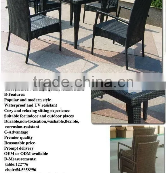 Rattan Dining Set With Rectangle Table and Chairs Outdoor Furniture photo-3
