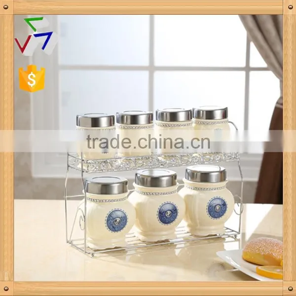 Export to Turkey Colourful Ceramic Porcelain Canister Set,ceramic Canister,storage Jar,ceramic Jarwith Spoon & Bamboo Stand photo-6