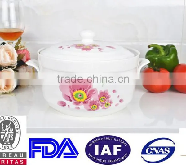 8" Porcelain Microwave Cooking Pot With Porcelain Lid photo-3