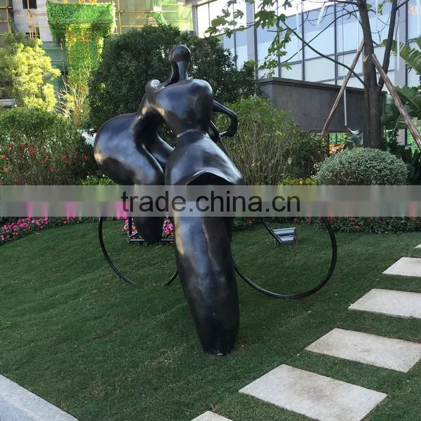 Fiberglass Lover Sculpture With Bike photo-4