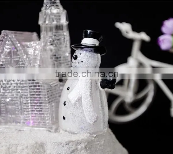 Acrylic Led Light House With Snowman and Lamp for Christmas House photo-3