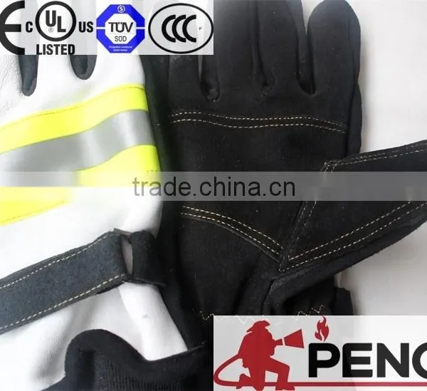 Sheepskin Fire Retardant 3m Reflective Black Cuff Hand Protected Police Cleaner Worker Fireman Gloves photo-4