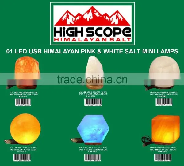USB POWERED HIMALAYAN WHITE SALT MINI LAMP NATURAL SHAPE COLOR CHAGNING photo-2