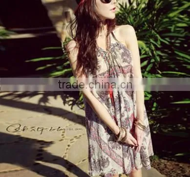 2016 New Summer Women Short Strapless Shoulder Beachwear Bohemia Dress photo-2