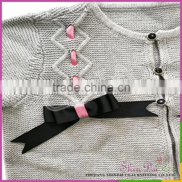 Wholesales Fashionable Korean Style 100% Cotton Kids Sweater With Bow photo-5