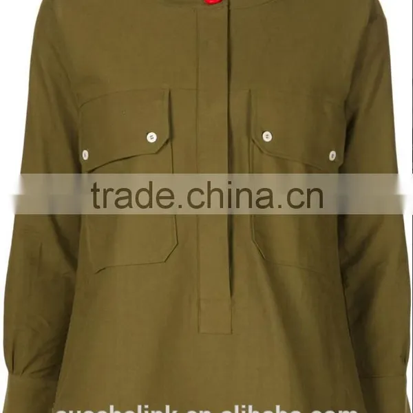 New Arrival Khaki Patch Pocket Fancy Casual Shirt OEM Service photo-4