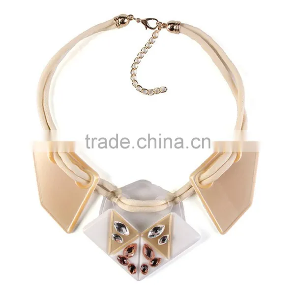 2016 Band New Design Arcylic Geometric Pendant Strand Necklace Jewelry photo-4