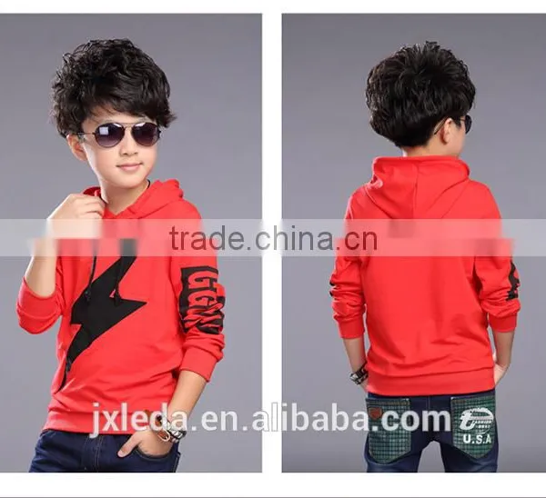 Boys New Spring Hooded Lightning Printing Long Sleeve Fleece Children Sports Coat photo-4