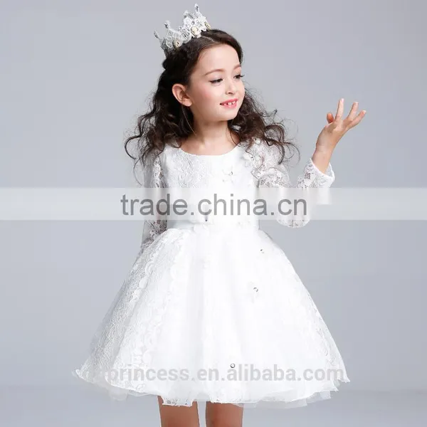 Guangzhou Children Clothes Girls Lace Fancy Dress White Spring Dress Children photo-3