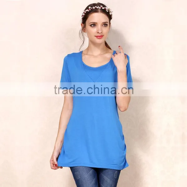 Wild Short Sleeve Nursing Clothes Solid Breastfeeding Clothing Small Fresh Pregnant Women T-shirts photo-4