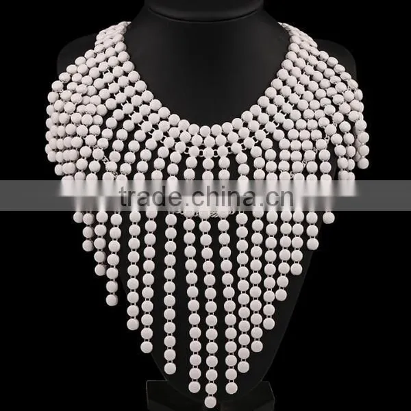 Zm33313a Statement Necklace 2017 Wholesale Tassel Beads Bib Necklace photo-2