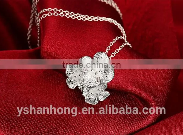 Fashion 925 Silver Flower Pendant Necklace photo-5