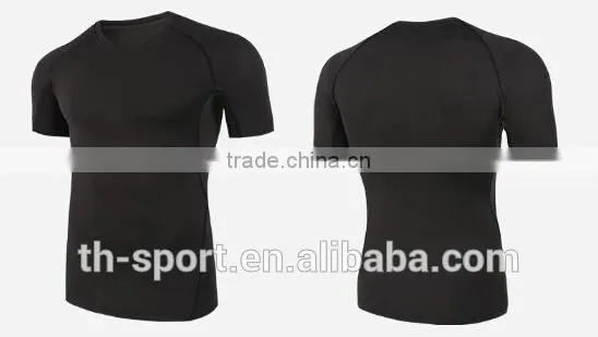 Polyester/spandex Mens Dri Fit Sports Compression t Shirt Wholesale photo-2