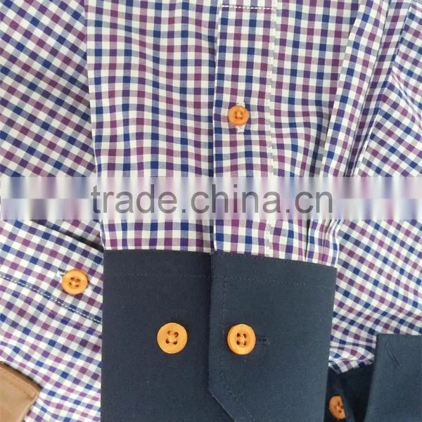Leather Pocket on Left Check Checked Men's Casual Shirt in Latest Design photo-5